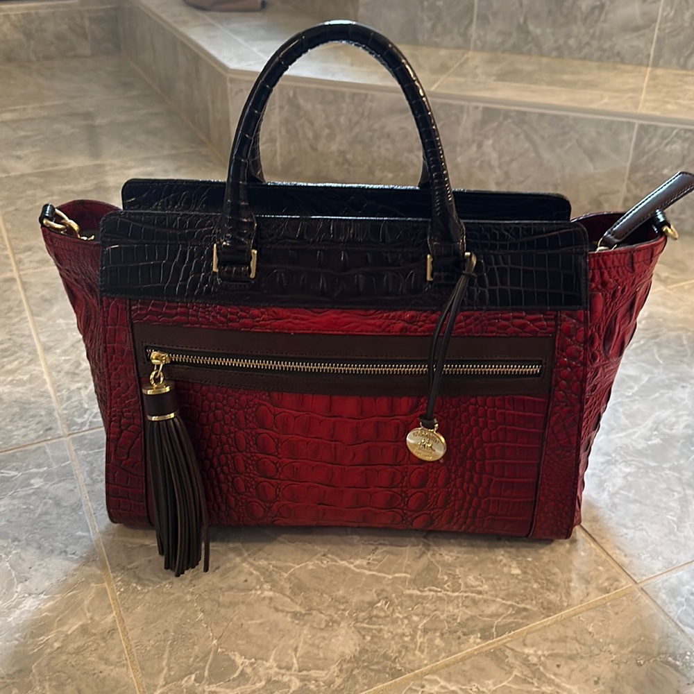 Brahmin Tri-Texture Leather Top Handle Bag with Shoulder Strap